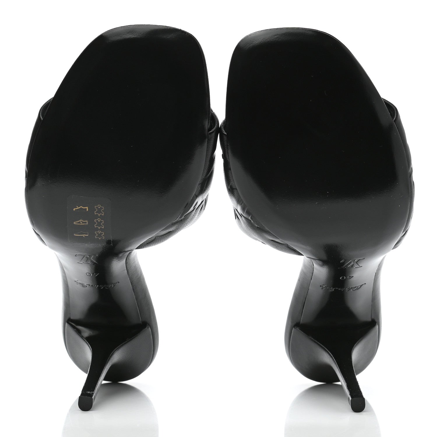 Louis Vuitton Lambskin Embossed Monogram Revival High Heel Mules 40 Black 5 of 7