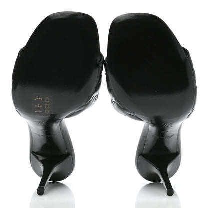 Louis Vuitton Lambskin Embossed Monogram Revival High Heel Mules 40 Black 5 of 7