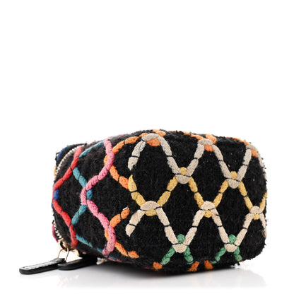 Chanel Tweed Diamond Threaded CC Pearl Crush Mini Vanity Case With Chain Black Multicolor 4 of 14