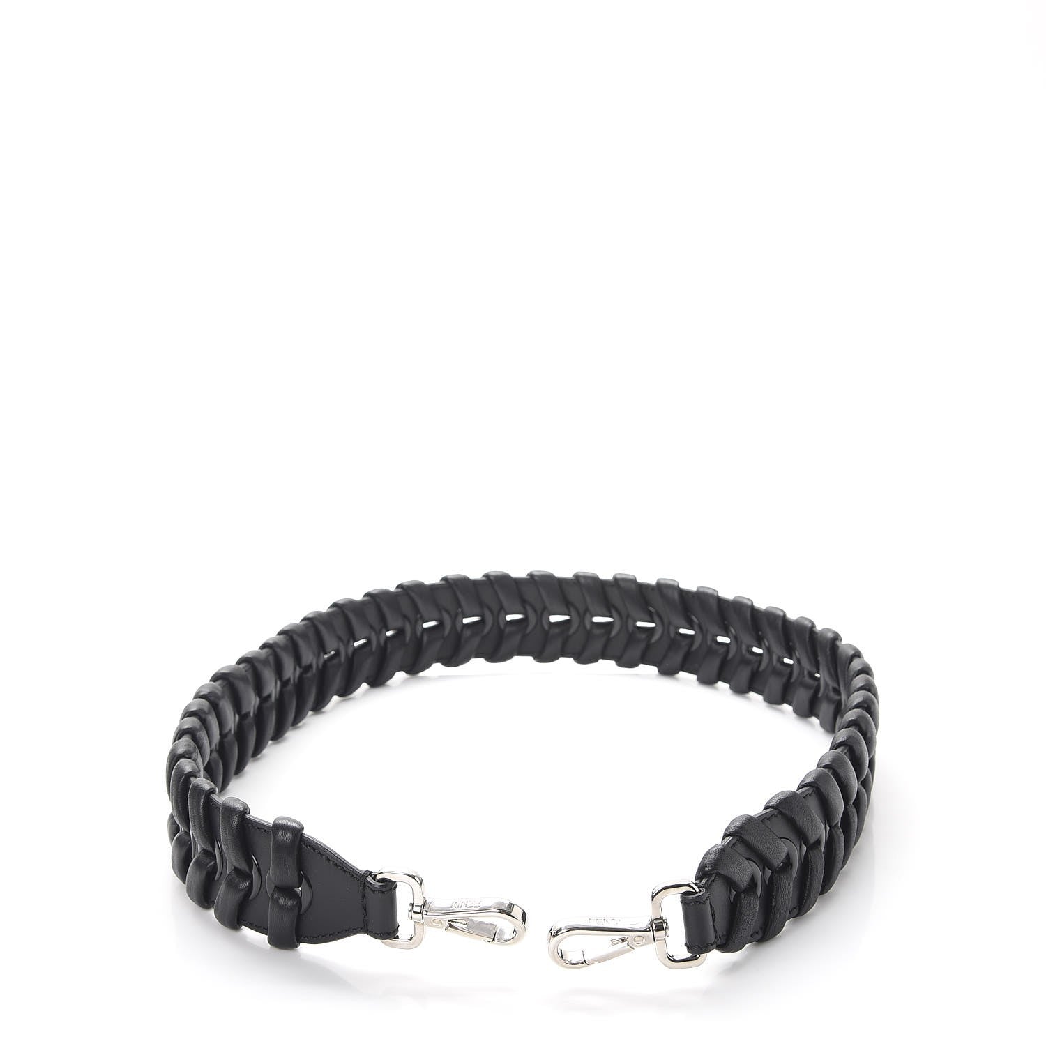 Fendi Vitello Dolce Shiny Nappa Lace Up Strap You Black 4 of 4