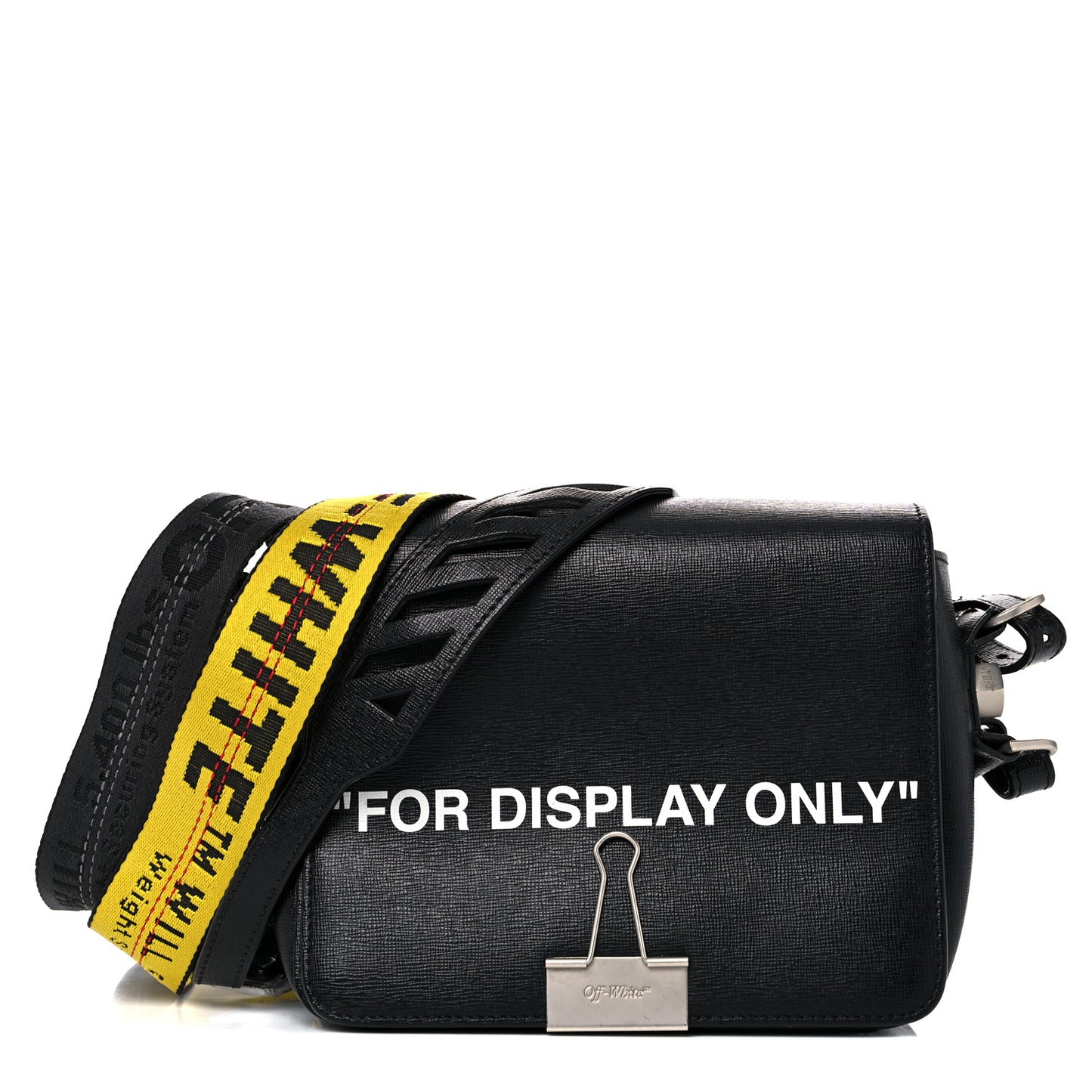 Saffiano For Display Only Binder Clip Shoulder Bag Black