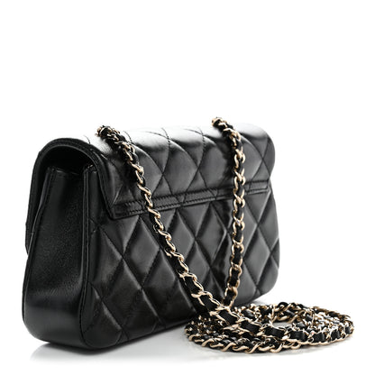 Chanel Lambskin Quilted Rectangular Phone Holder Clutch With Chain Black 3 of 11