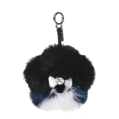 Fendi Fox Mink Fur Flowerland Bag Charm Black Blue White 1 of 7