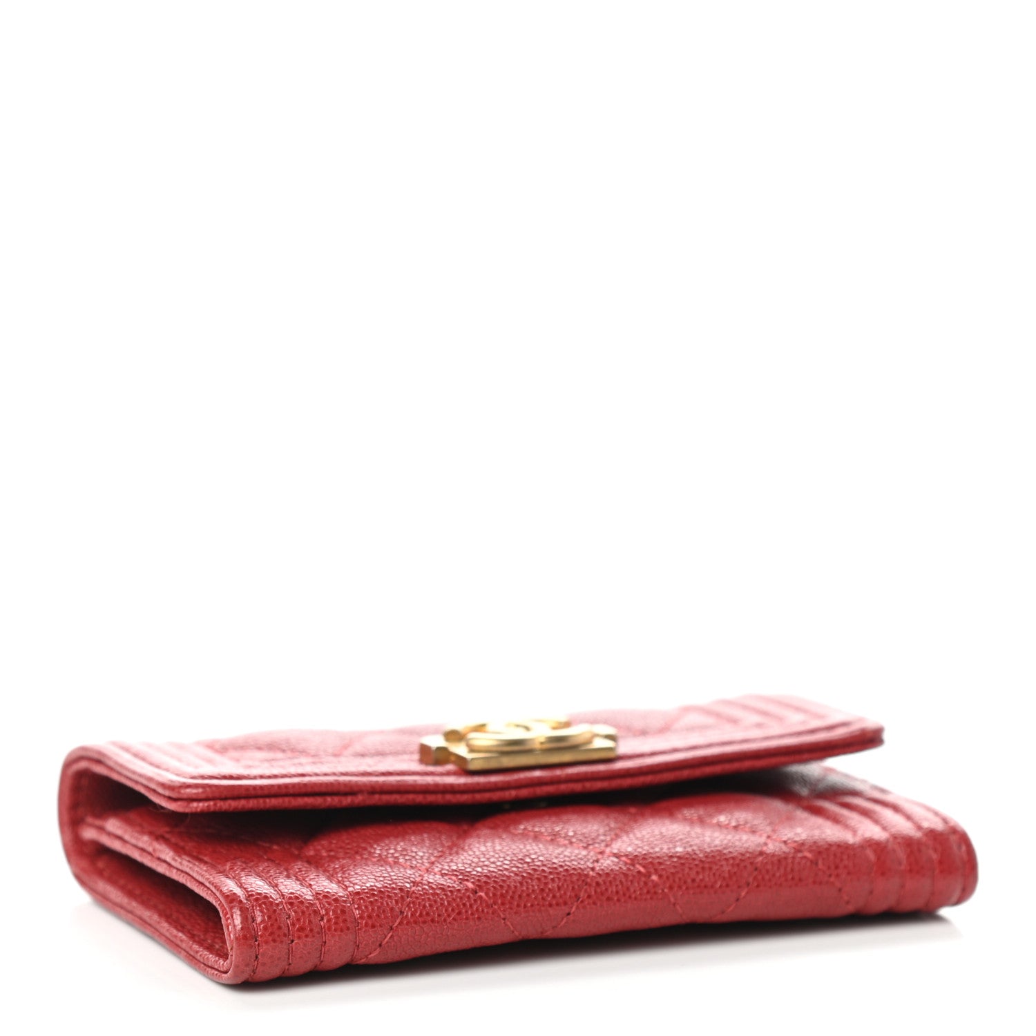 Chanel Caviar Quilted Boy Flap Card Holder Wallet Red 4 of 7
