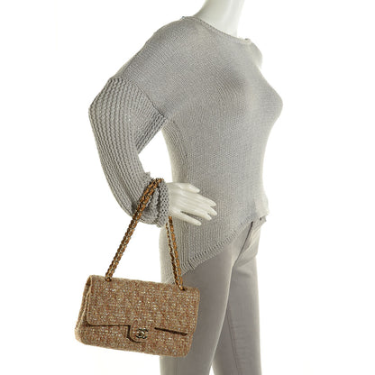 Chanel Tweed Quilted Medium Double Flap Brown Gold 4 of 16