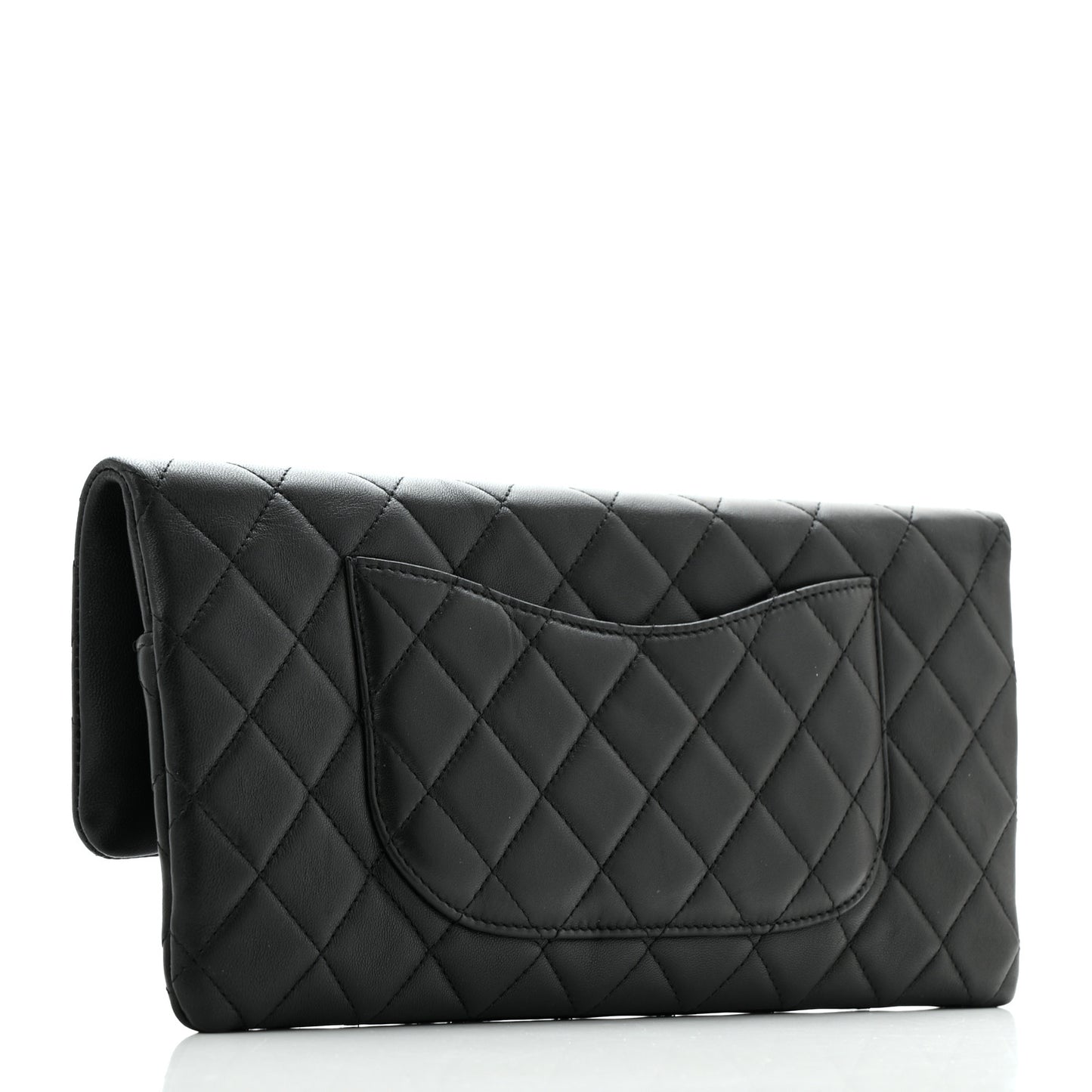 Lambskin Quilted Flap Clutch Black
