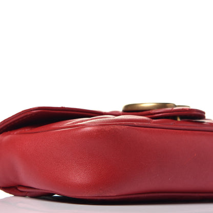 Gucci Calfskin Matelasse Super Mini GG Marmont Shoulder Bag Hibiscus Red 8 of 9