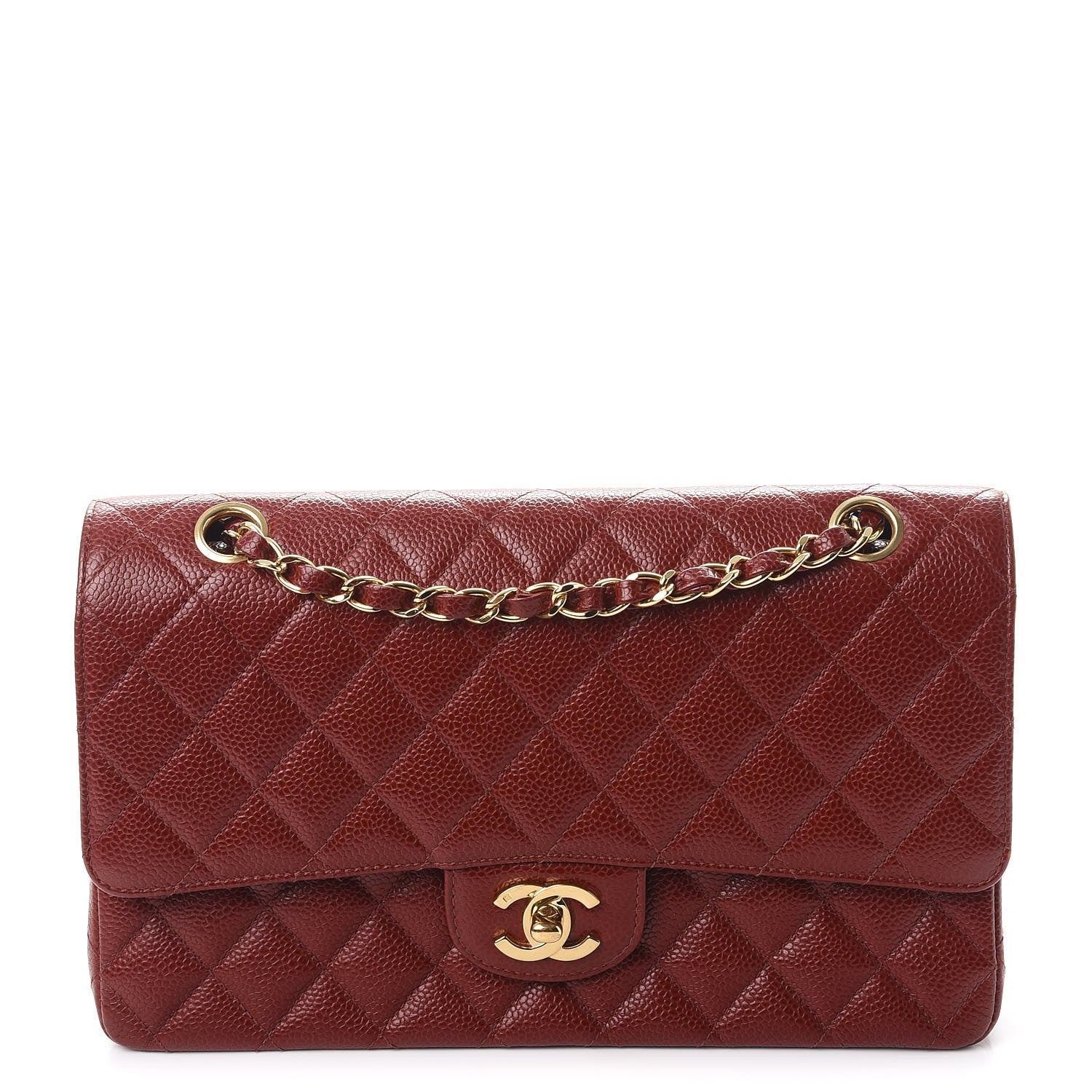 Chanel Caviar Quilted Medium Double Flap Dark Red 1 of 8