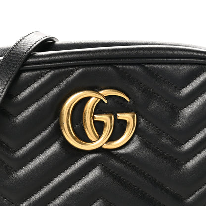 Gucci Calfskin Matelasse Small GG Marmont Chain Shoulder Bag Black 8 of 11