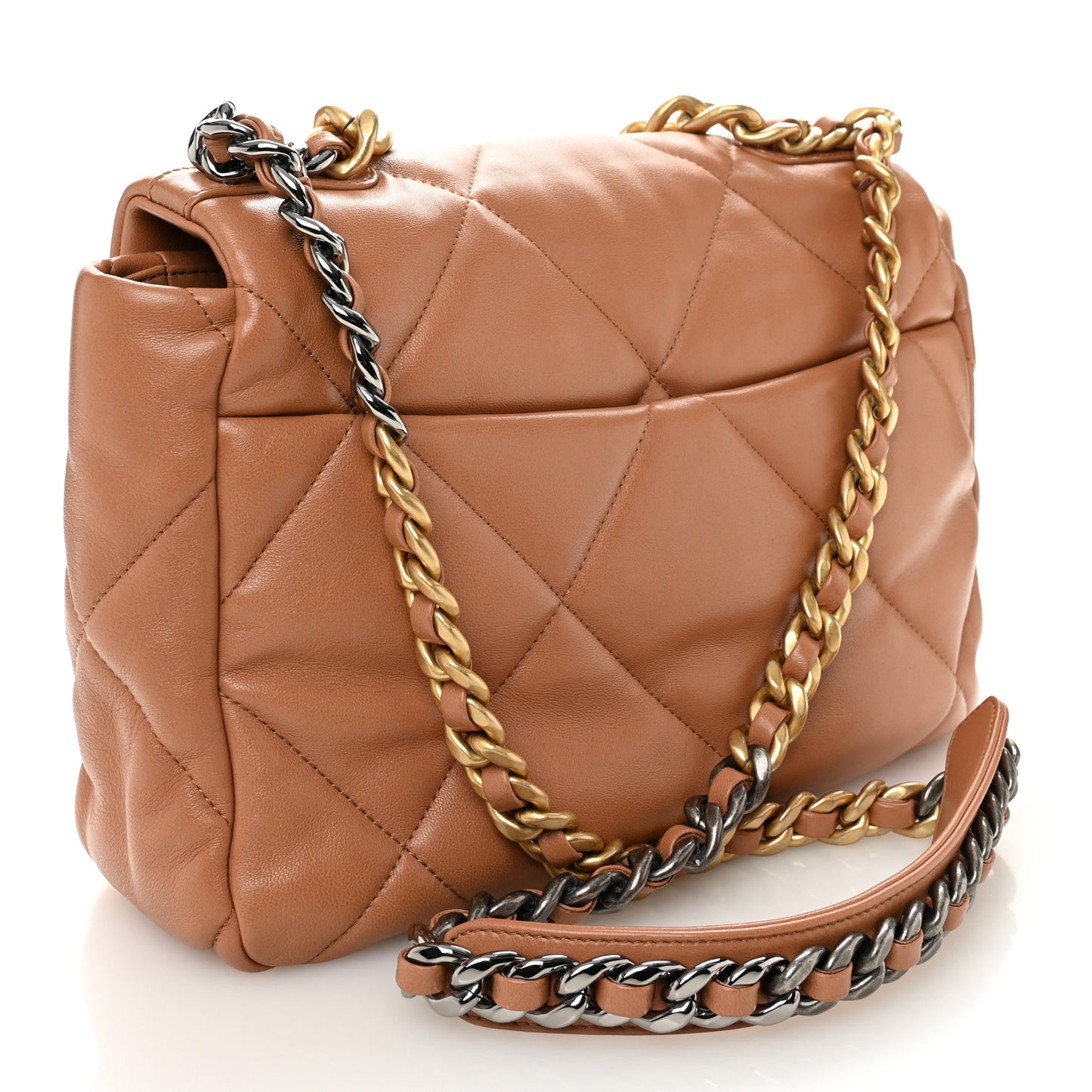 Lambskin Quilted Large Chanel 19 Flap Brown