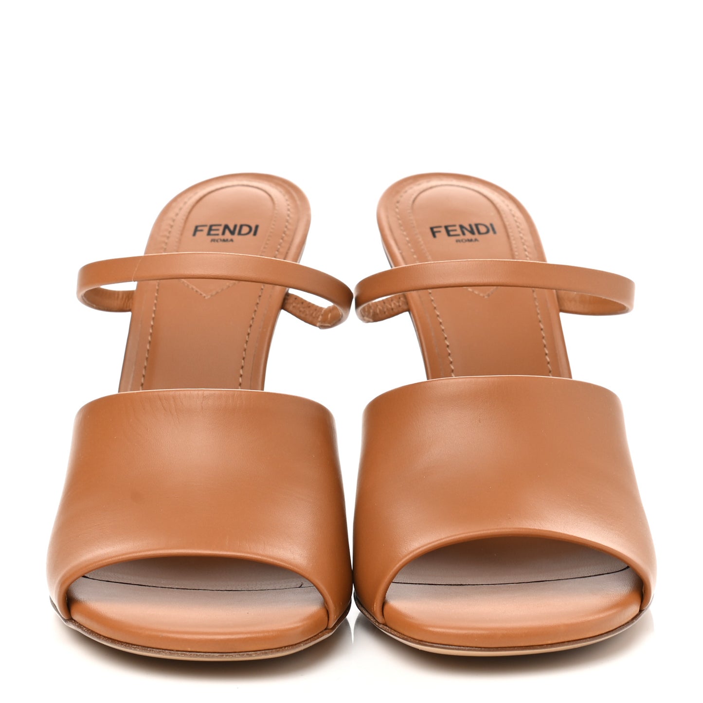 Calfskin Fendi First 95mm Slide Sandals 37.5 Caramello