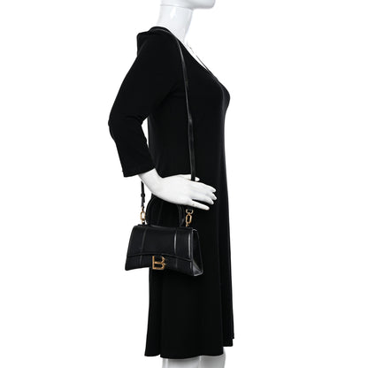 Balenciaga Shiny Box Calfskin Hourglass Top Handle Bag XS Black 2 of 13