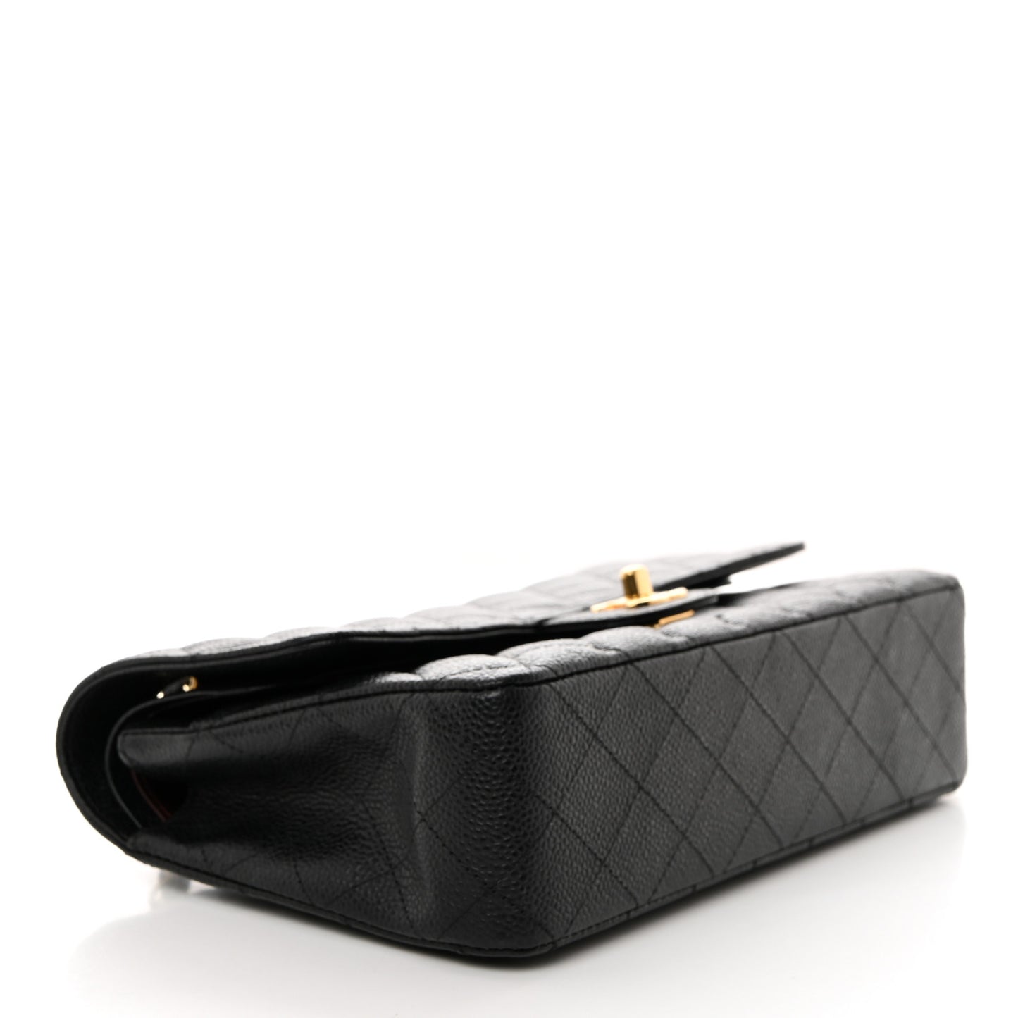 Caviar Quilted Medium Double Flap Black