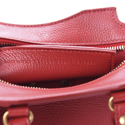 Balenciaga Grained Calfskin Neo Classic Gold Hardware Nano City Crossbody Medium Red 9 of 10
