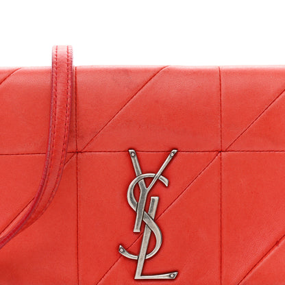 Saint Laurent Lambskin Patchwork Monogram Jamie Chain Wallet Red 8 of 11