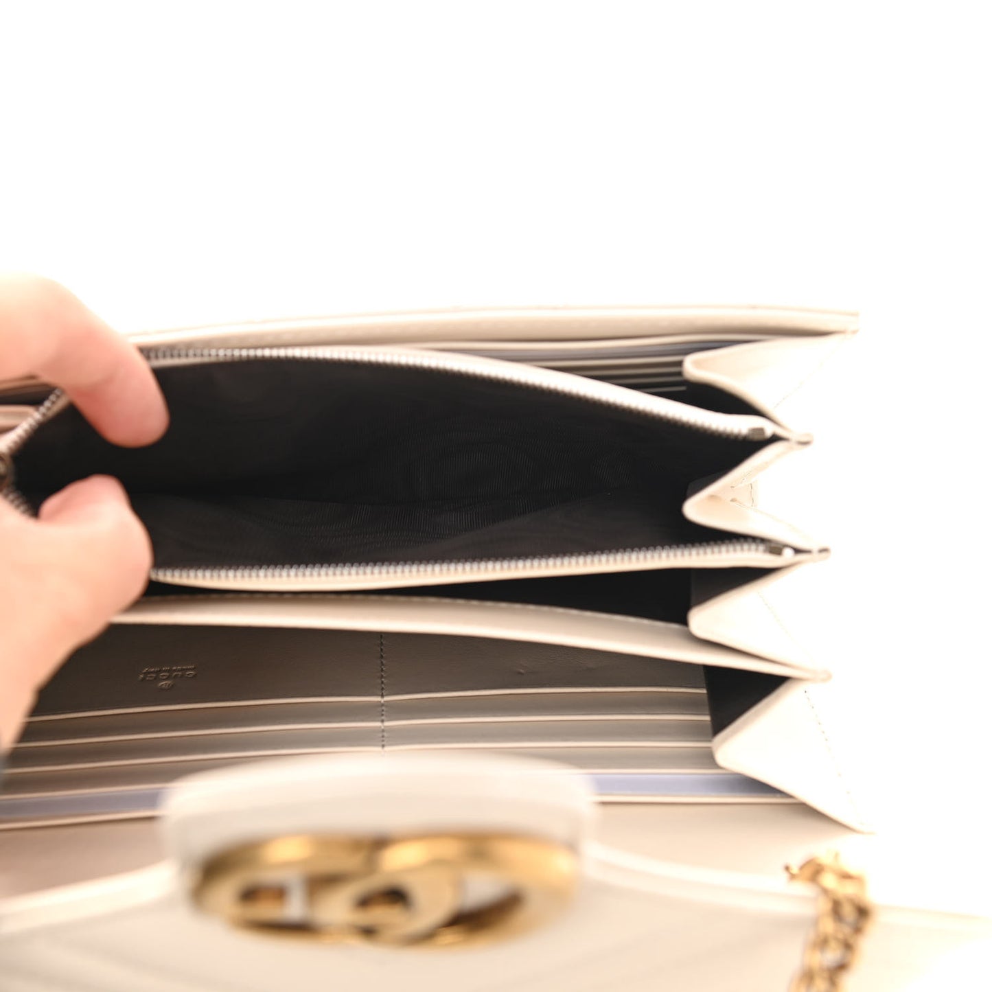 Calfskin Matelasse GG Marmont Chain Wallet Mystic White