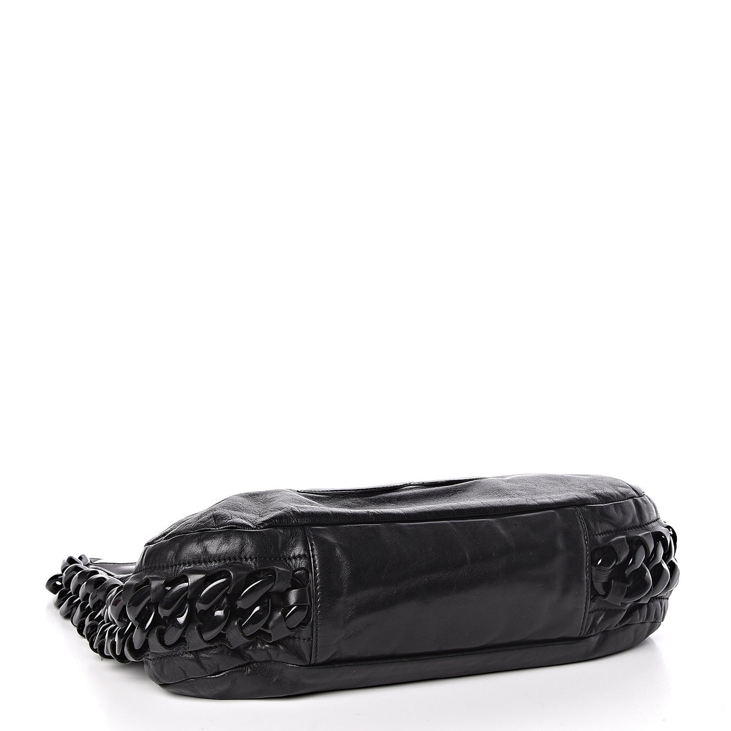 Calfskin Modern Chain Rhodoid Hobo Black