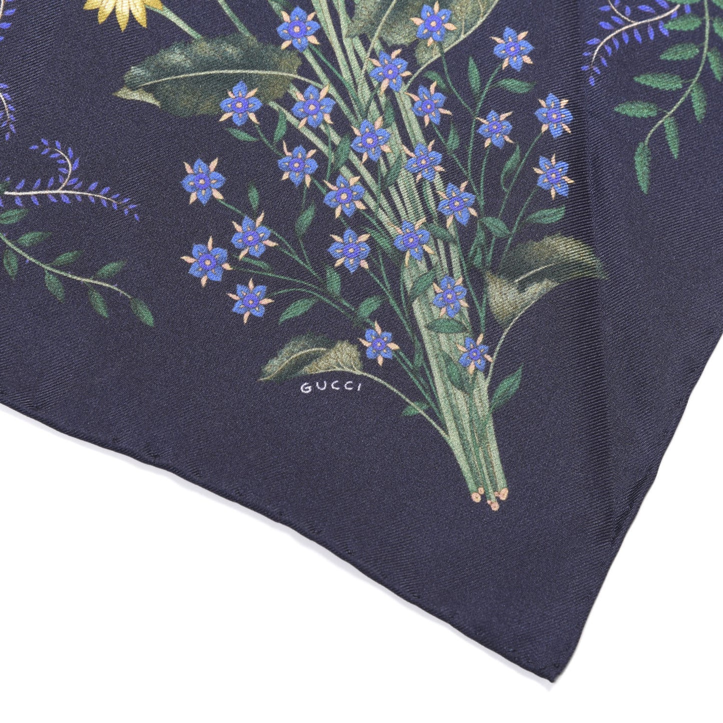 Silk Twill Nuovoflora Square Handkerchief Midnight Blue Blue