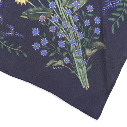 Gucci Silk Twill Nuovoflora Square Handkerchief Midnight Blue Blue 2 of 4