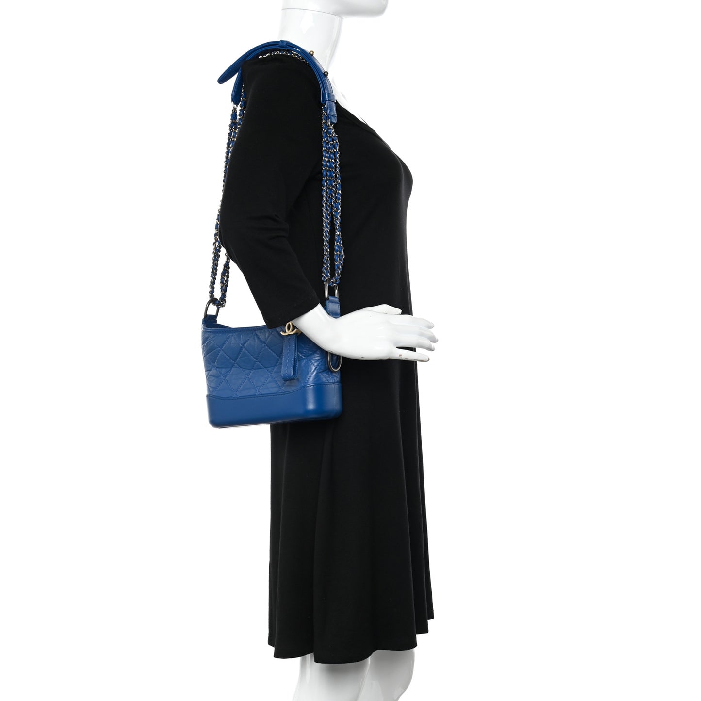 Aged Calfskin Quilted Small Gabrielle Hobo Blue