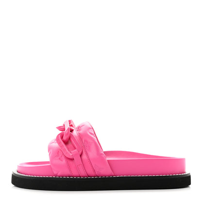 Louis Vuitton Calfskin Embossed Monogram Sunset Flat Comfort Mule 37 Pink 1 of 8