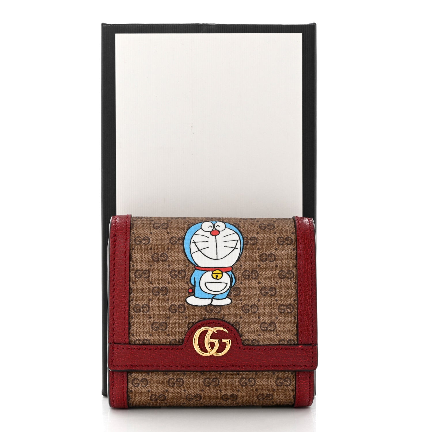 Gucci X DORAEMON Mini Vintage GG Supreme Monogram Compact Wallet Beige Cherry Red 7 of 7