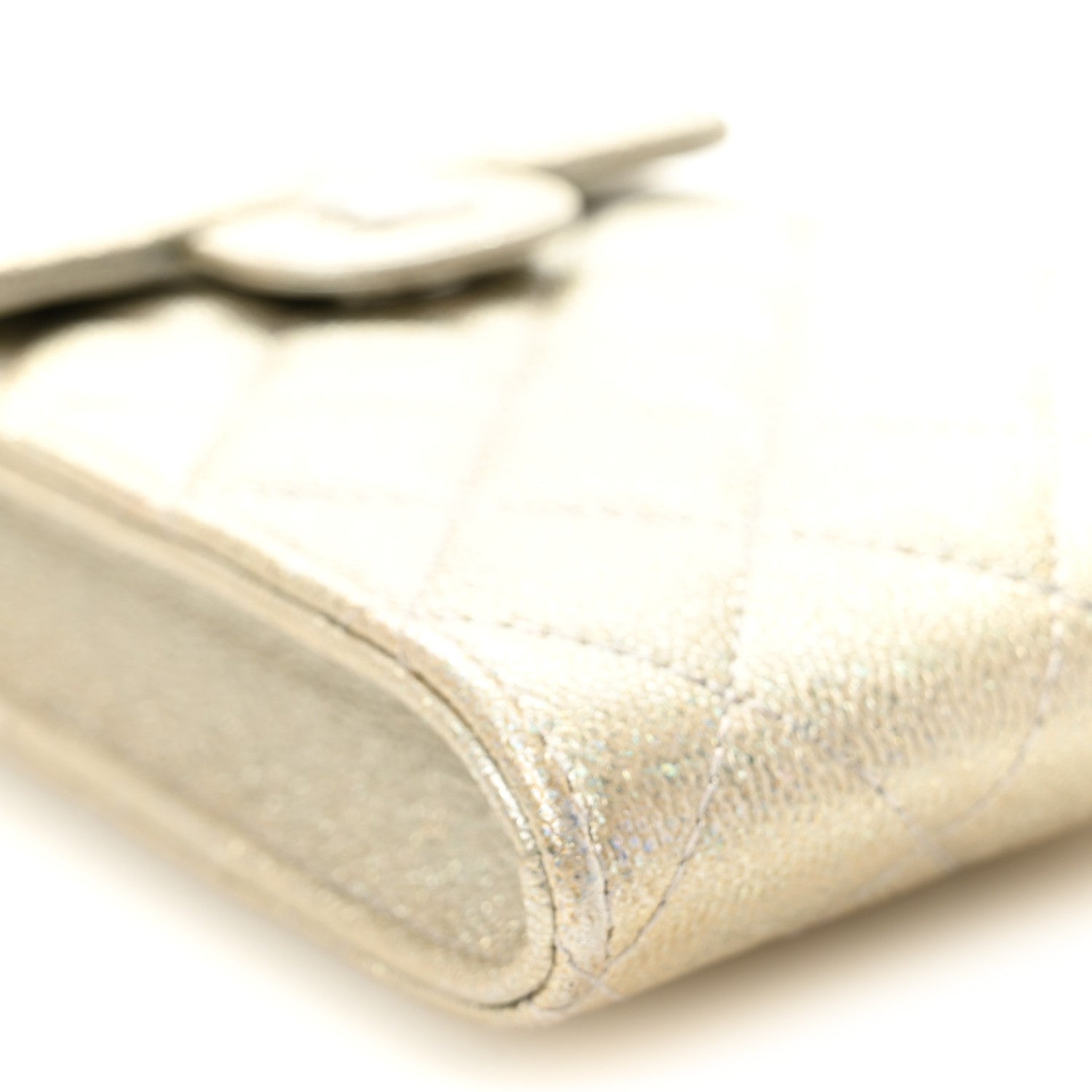 Chanel Metallic Caviar Quilted Classic Phone Holder Gold 9 of 10
