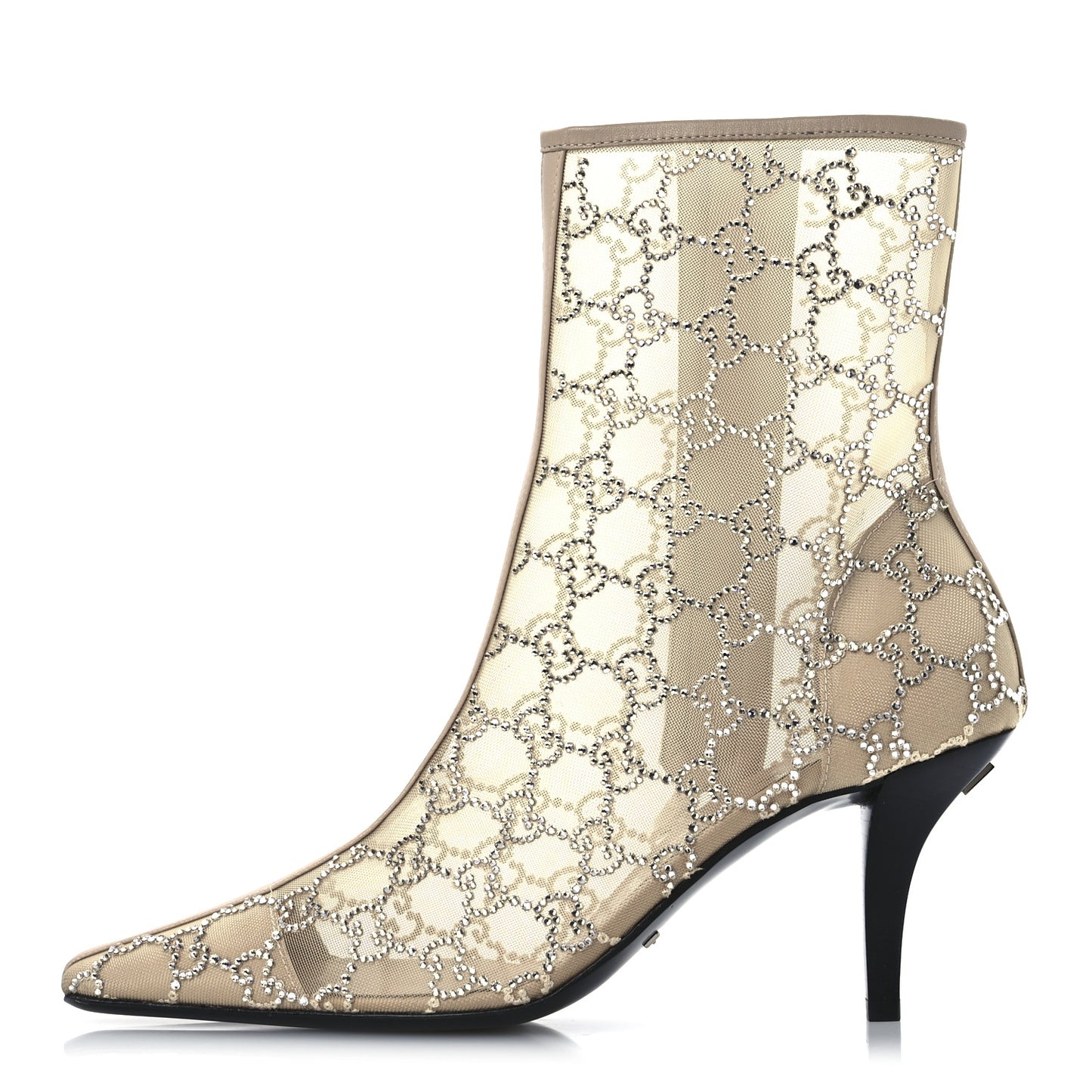 Tela Retino Kid Scamosciato Crystal GG Monogram Square Demi Boot 38.5 Light Powder Skin Rose