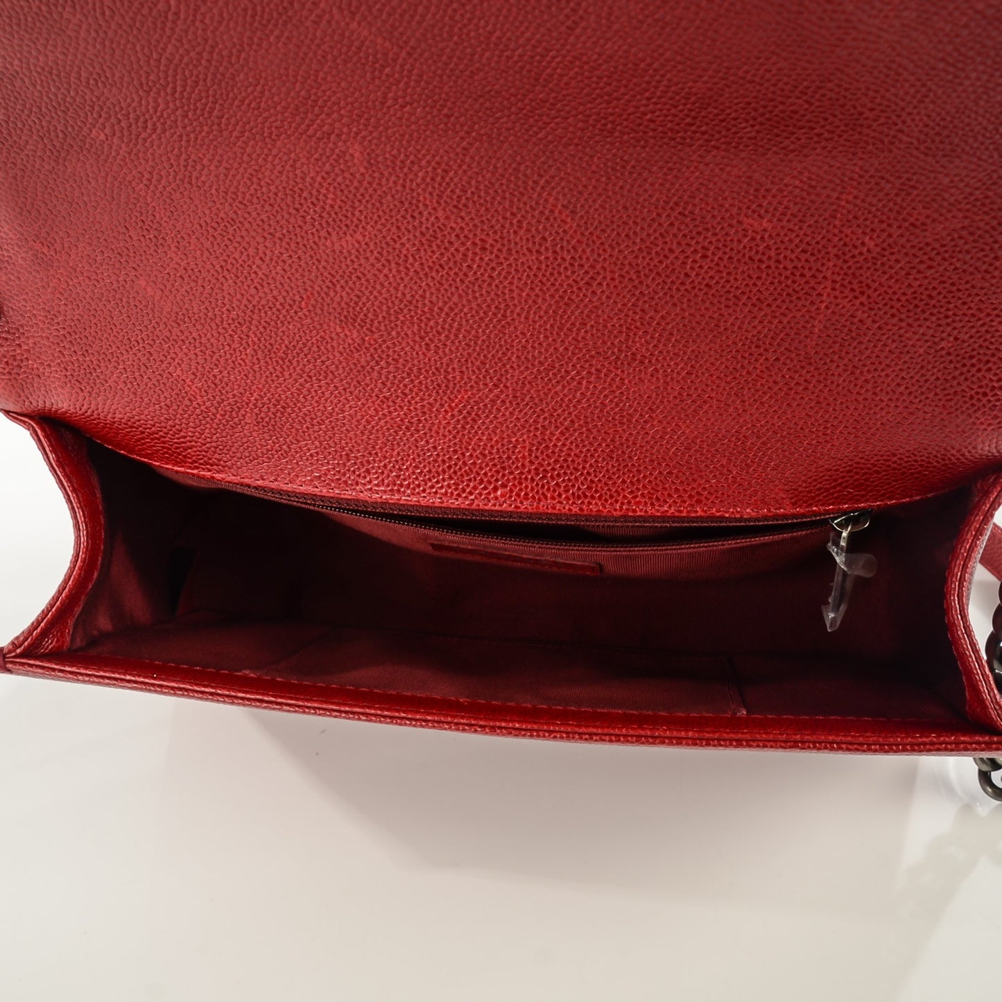 Caviar Quilted New Medium Boy Flap Dark Red