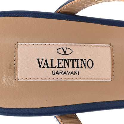 Valentino Garavani Calfskin Rockstud 60mm Caged Slide Sandals 38 Blu Delft 7 of 10