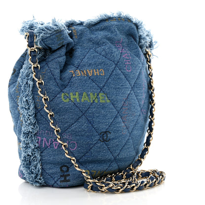 Chanel Denim Quilted Mood Bucket With Chain Blue Multicolor 3 of 10