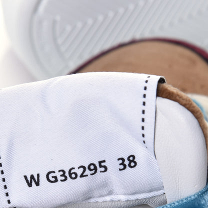 Chanel Calfskin Velvet Womens Logo Sneakers 38 White Beige Burgundy 9 of 10
