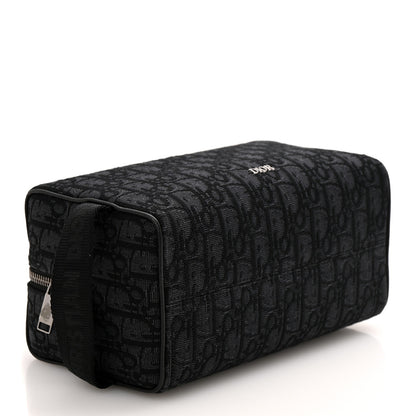 Christian Dior Oblique Jacquard Grained Calfskin Lingot Manity Toiletry Case Black 4 of 8
