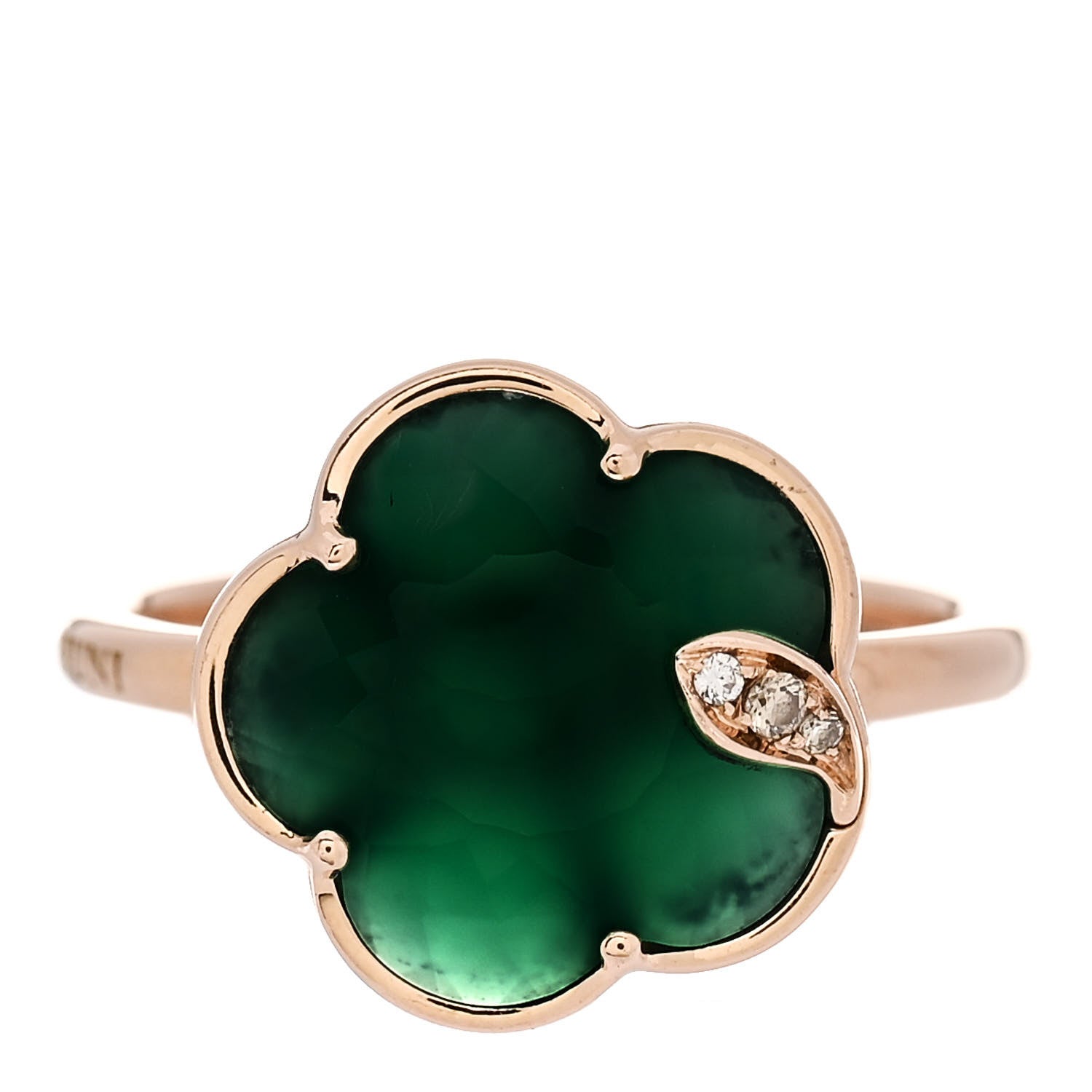 Pasquale Bruni 18K Rose Gold Diamond Green Agate Petit Joli Ring 54 6.75 1 of 6