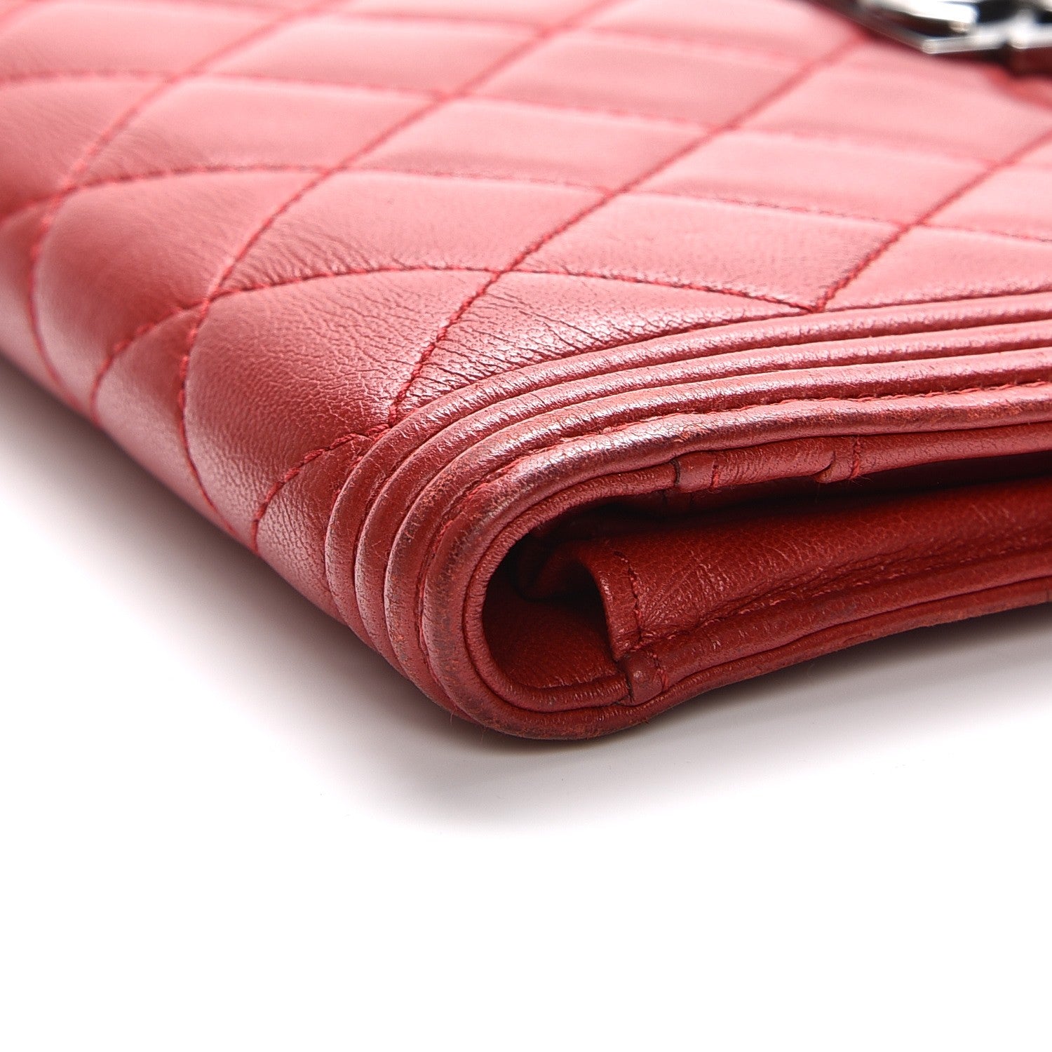 Chanel Lambskin Quilted Boy Yen Wallet Red 17 of 26