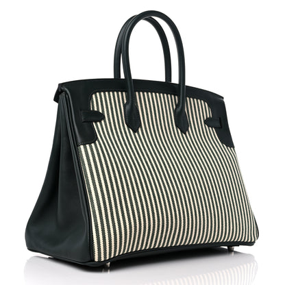 Hermes Toile Birkin 35 Vert Anglais 3 of 10