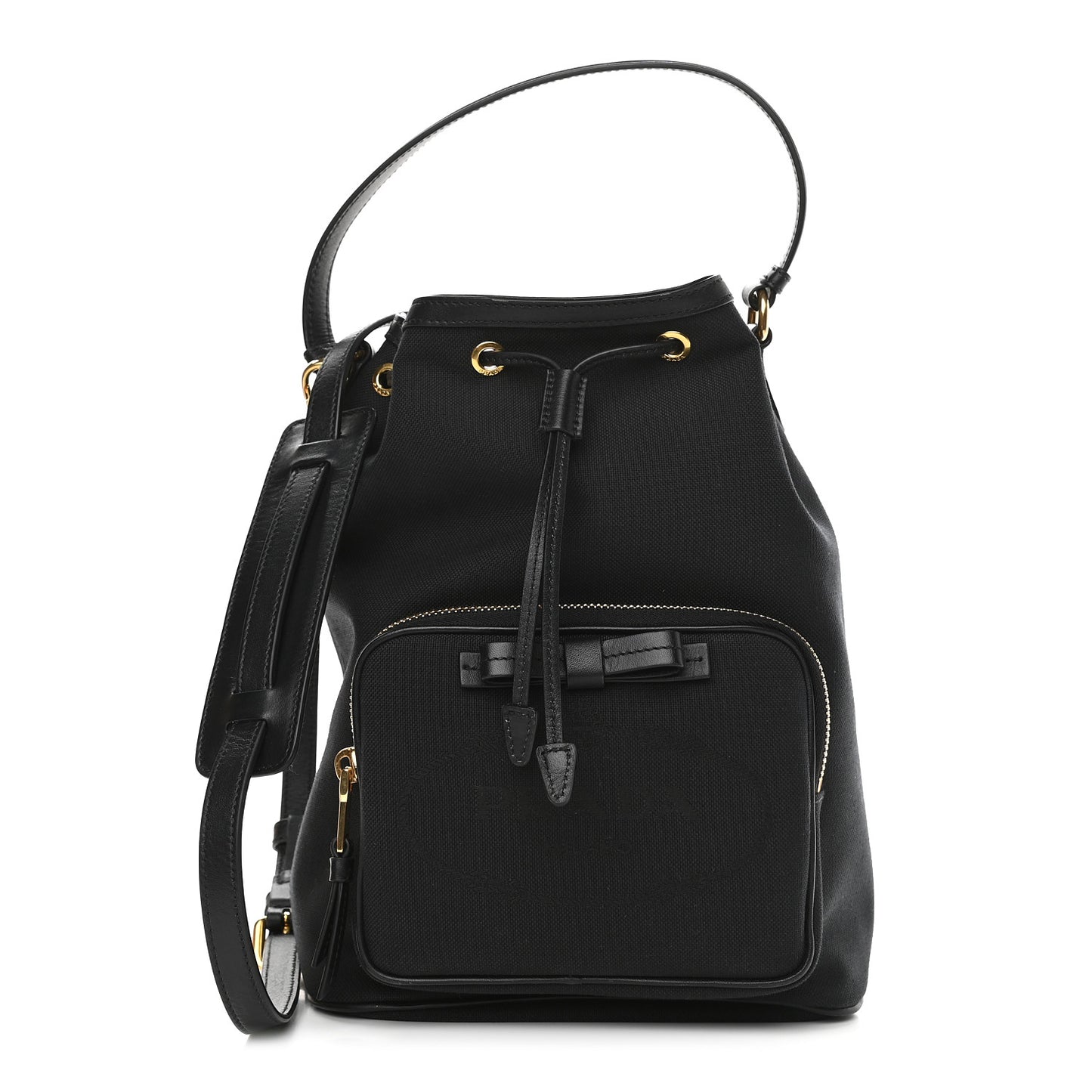 Canvas Drawstring Bucket Black