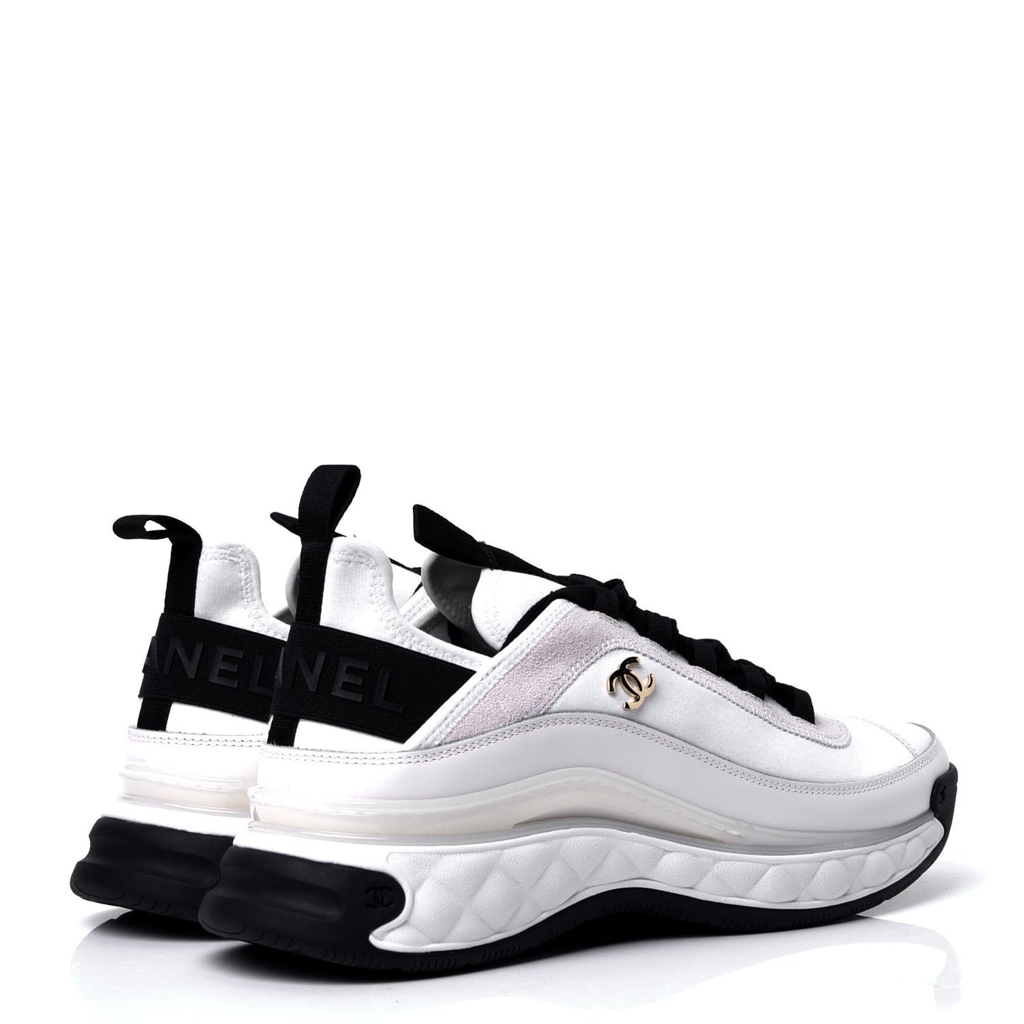 Fabric Calfskin Suede CC Sneakers 40 White Black