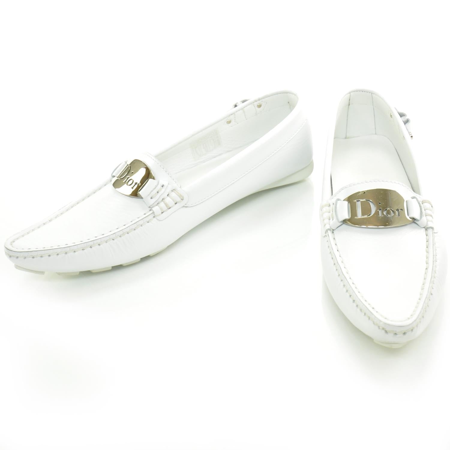 Christian Dior Leather Driving Loafers 35.5 White 1 of 8