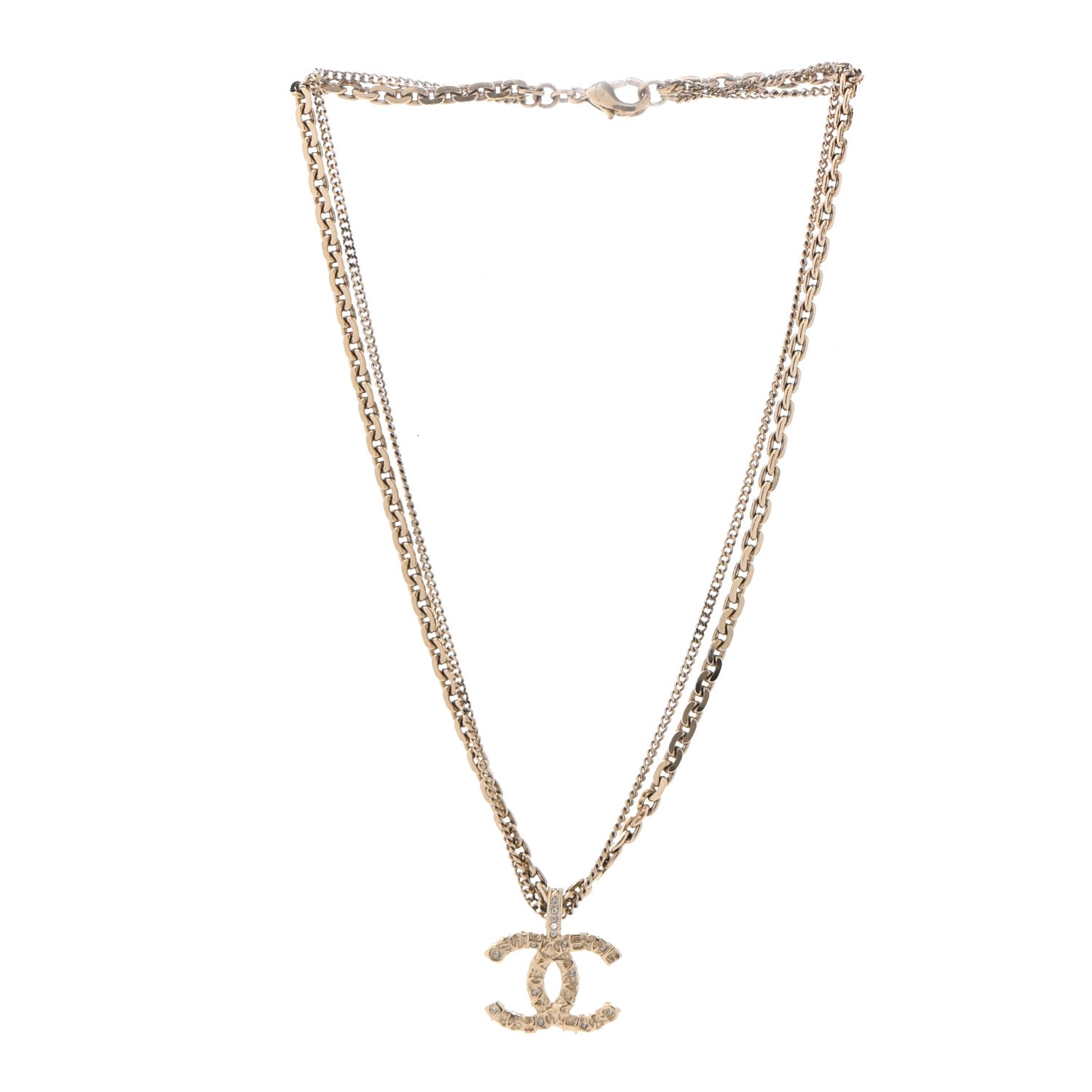 Chanel Crystal CC Multi Strand Chain Necklace Gold 3 of 6