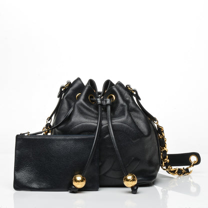 Chanel Caviar CC Drawstring Bag Navy 5 of 7