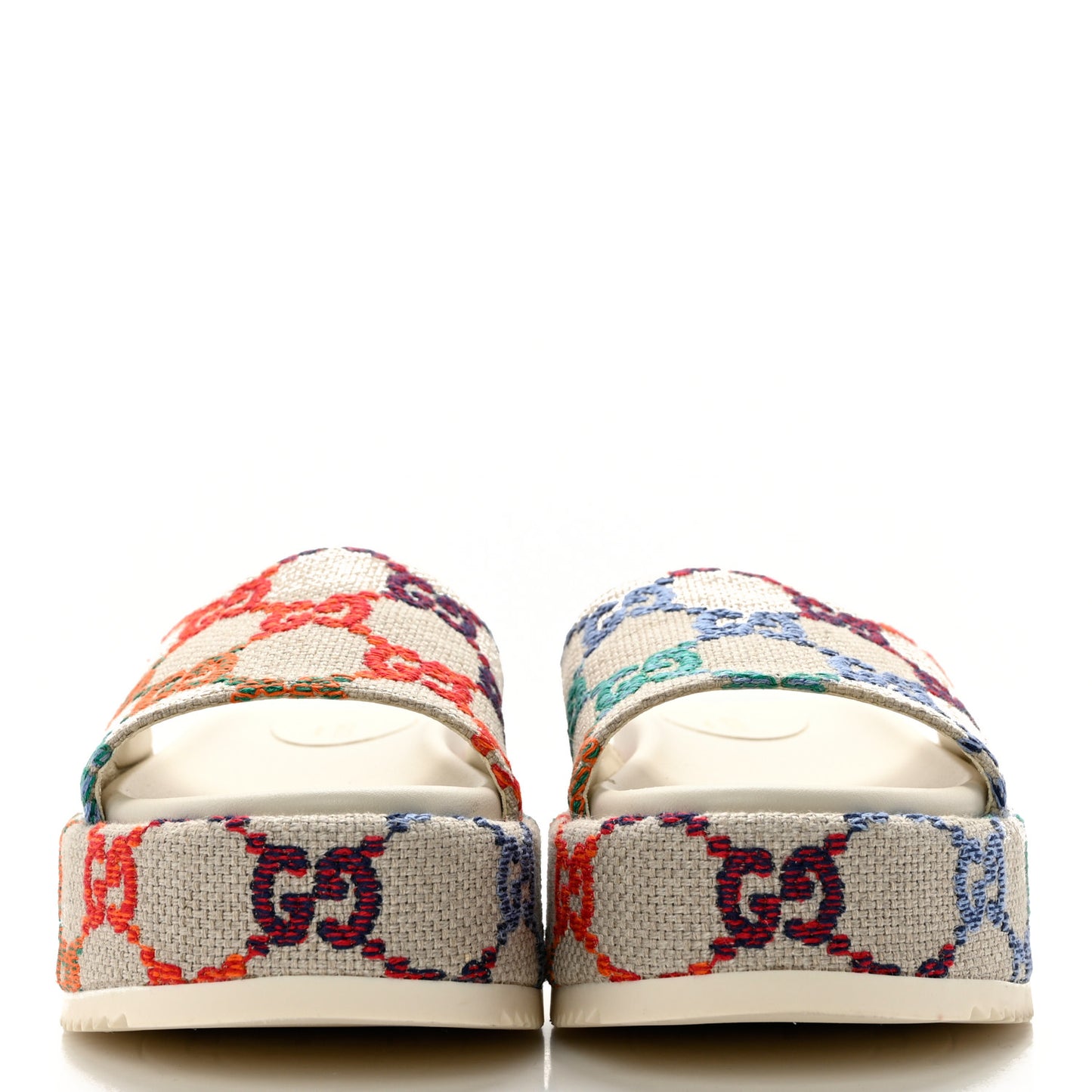 Linen Psychedelic Mini GG Monogram Angelina Platform 55mm Slide Sandals 37 Multicolor