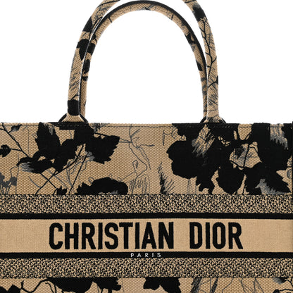 Christian Dior Canvas Embroidered Medium Fleurs Mystiques Book Tote Black Beige 5 of 10