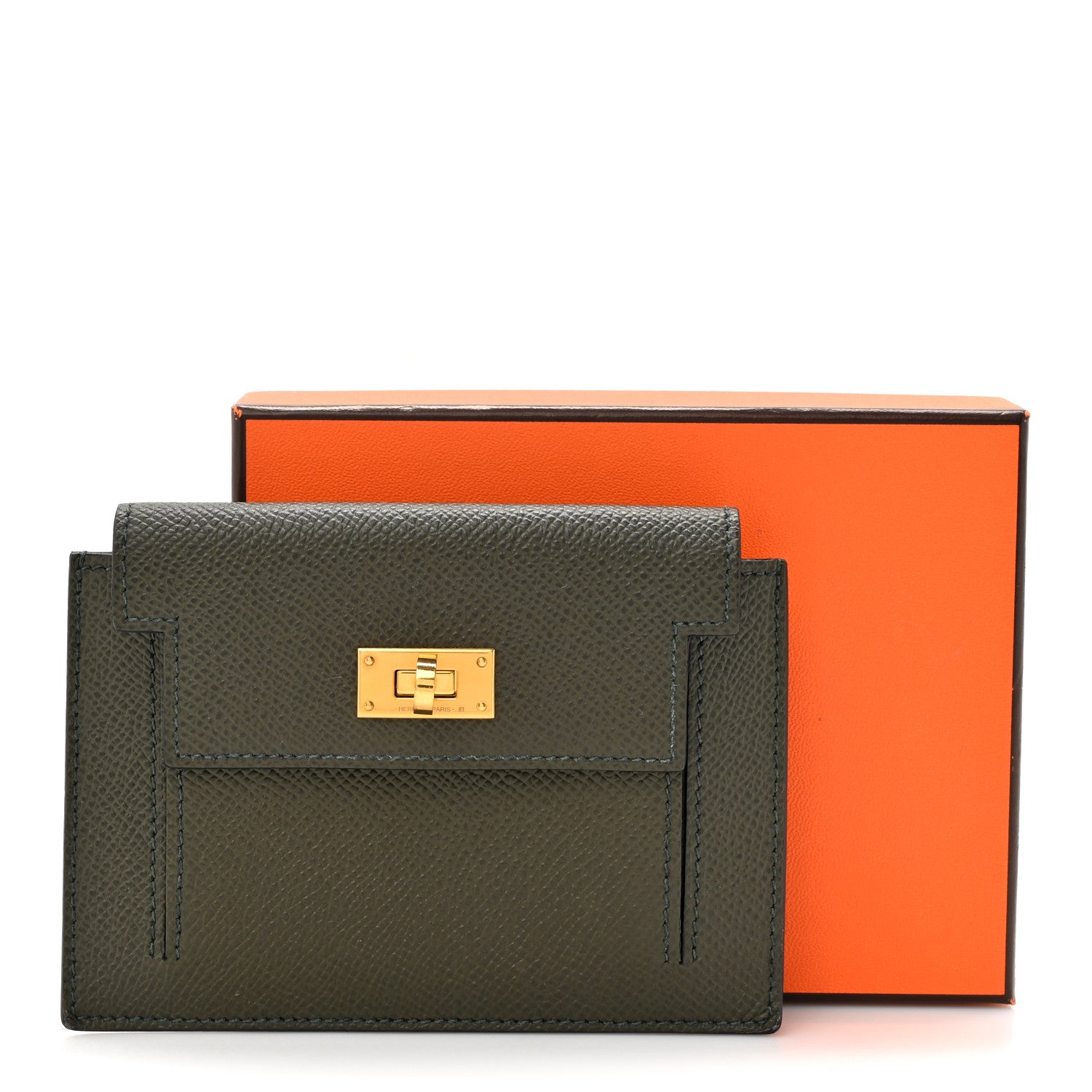 Hermes Epsom Kelly Pocket Compact Wallet Vert De Gris 8 of 8
