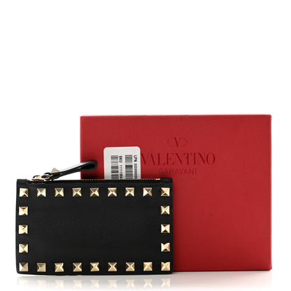 Valentino Garavani Vitello Rockstud Coin Case Card Holder Black 7 of 7