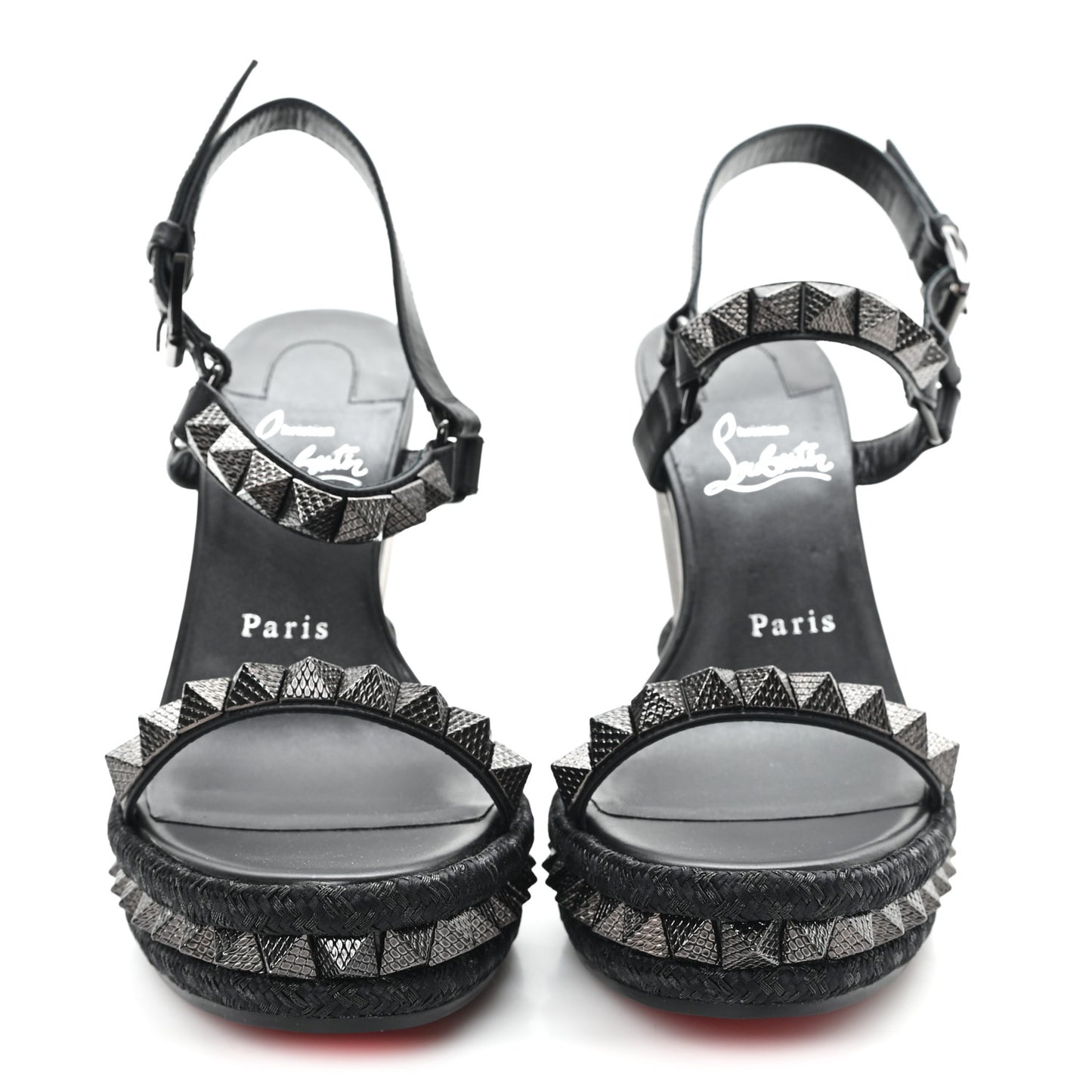 Kid Laminato Satin Pyraclou 110 Wedge Sandals 37 Black