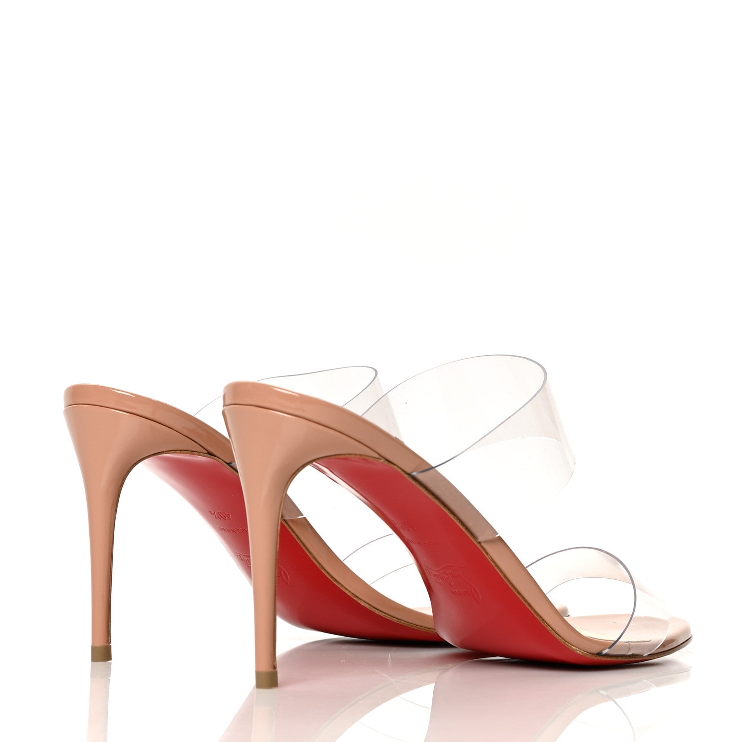 Christian Louboutin Patent PVC Just Nothing 85 Slide Sandals 40.5 Nude 4 of 7