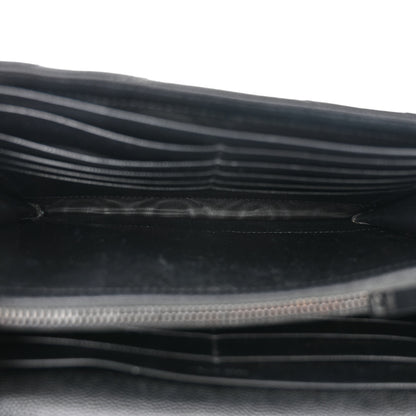Saint Laurent Grain De Poudre Matelasse Chevron Monogram Monochrome Chain Wallet Black 5 of 12