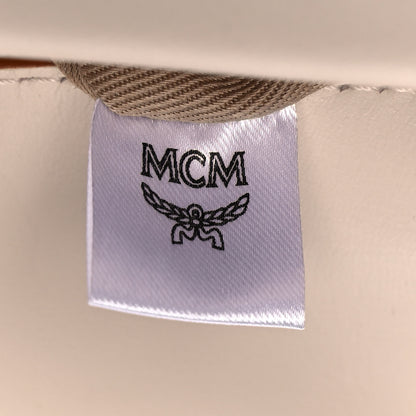 MCM Calfskin Visetos Monogram Millie Color Block Crossbody Bag Beige Red 6 of 9