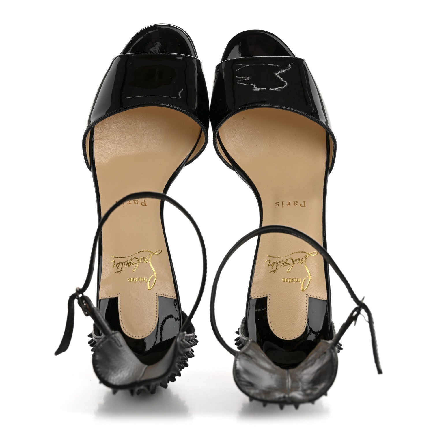 Christian Louboutin Patent Nappa Trezanita 70 Ankle Strap Sandals 37.5 Black 2 of 12
